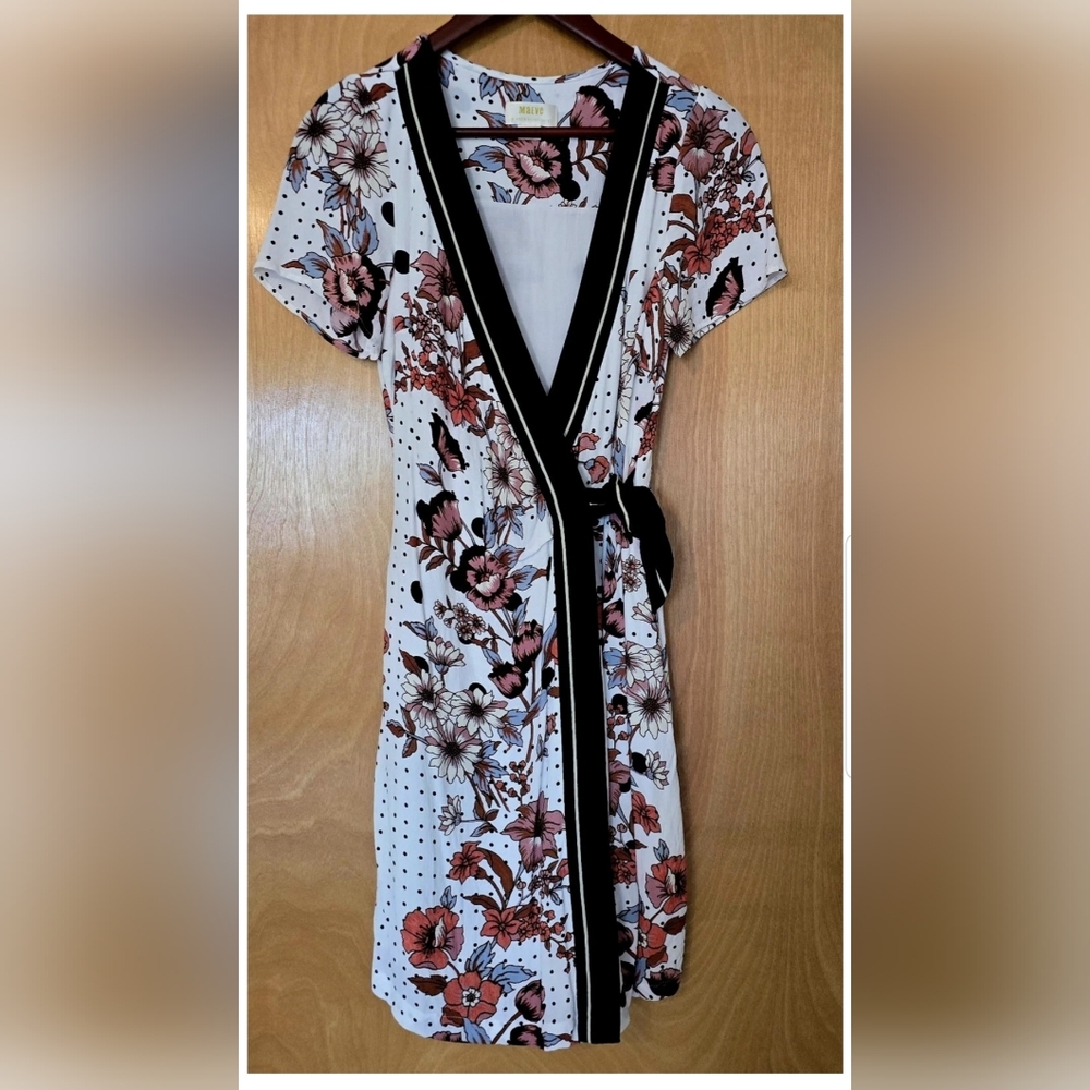 ANTHROPOLOGIE MAEVE Aubrey Polka dot Floral Wrap Dress Size 4